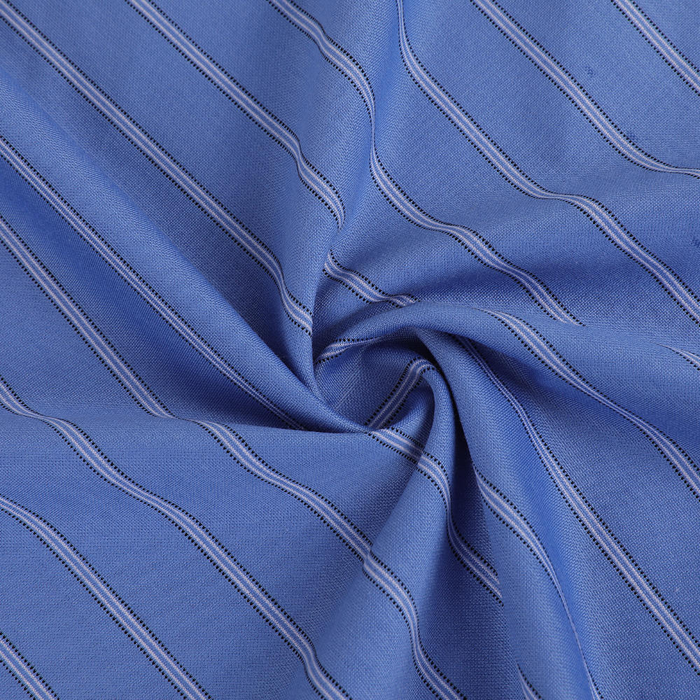 Sesame-point Easy-care LA Breathable and Comfortable Striped Cotton-Polyester Jacquard Shirt Fabric