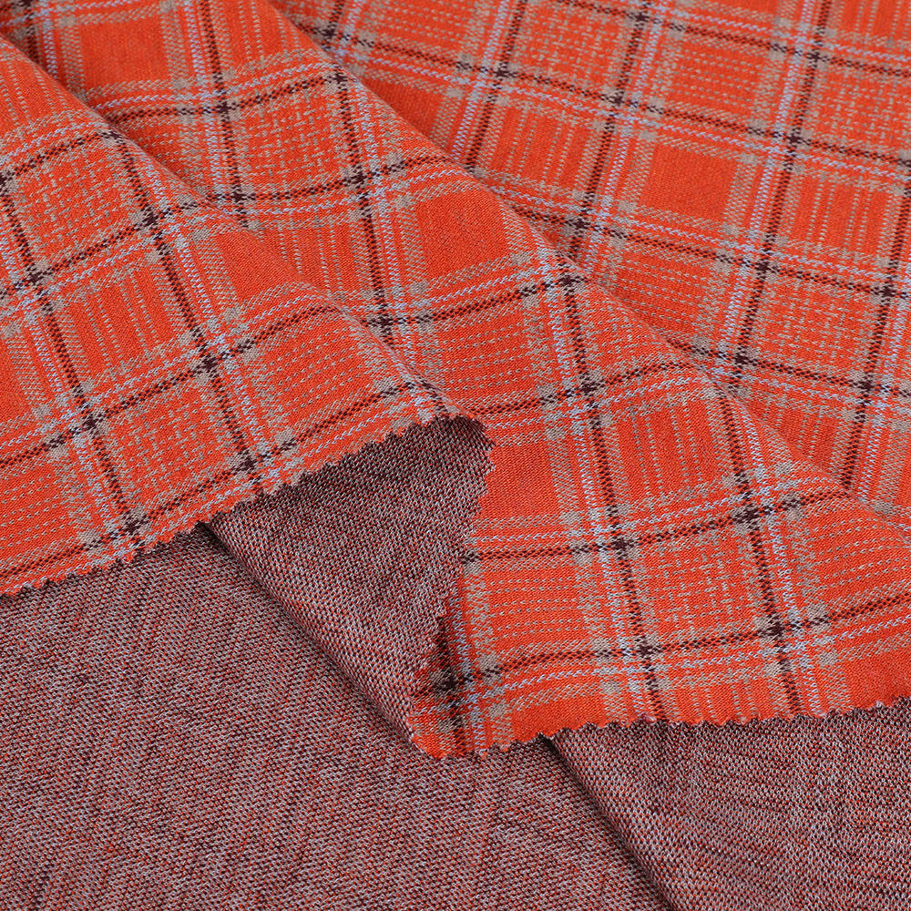 Comfortable Skin-friendly Wool Spun Silk Plaid Knitted Interlock Jacquard Fabric Comfortable Skin-friendly Wool Spun Silk Plaid Knitted Interlock Jacquard Fabric