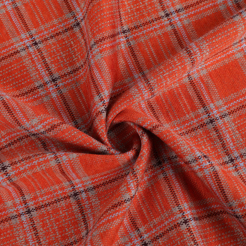 Comfortable Skin-friendly Wool Spun Silk Plaid Knitted Interlock Jacquard Fabric