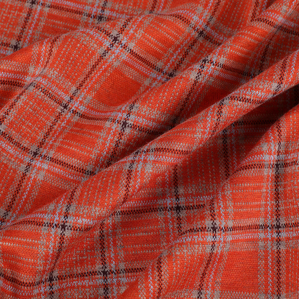 Comfortable Skin-friendly Wool Spun Silk Plaid Knitted Interlock Jacquard Fabric Comfortable Skin-friendly Wool Spun Silk Plaid Knitted Interlock Jacquard Fabric